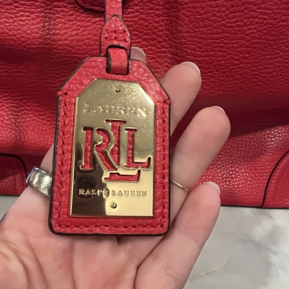 Lauren Ralph‎ Lauren Fairfield City Shopper Poppy Orange W Shoulder Strap Preppy - Picture 3 of 7